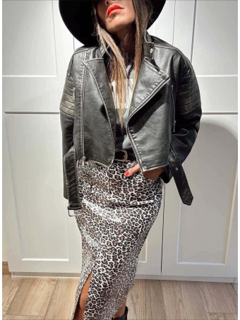 Biker Polipiel Cropped WALLNER Negro HEVE
