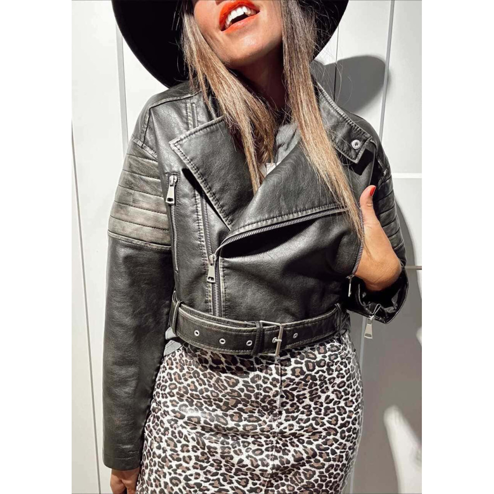Biker Polipiel Cropped WALLNER Negro HEVE