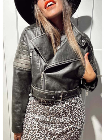 Biker Polipiel Cropped WALLNER Negro HEVE