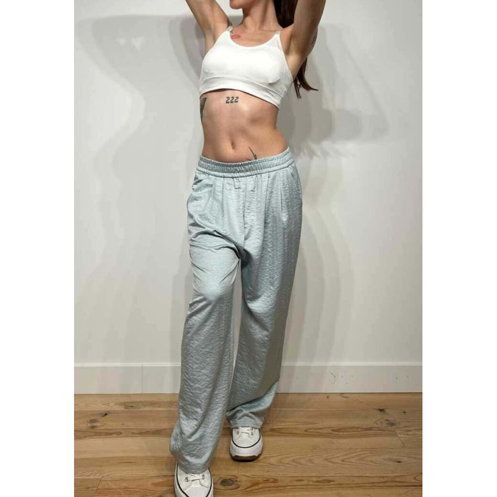 Pantalón Casual Satinado OLIYA Celeste HEVE