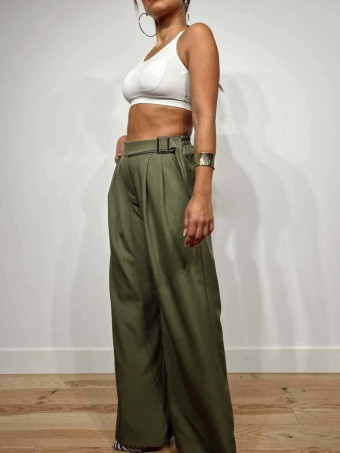 Pantalón Palazzo Trabilla CHILDA Verde Militar HEVE