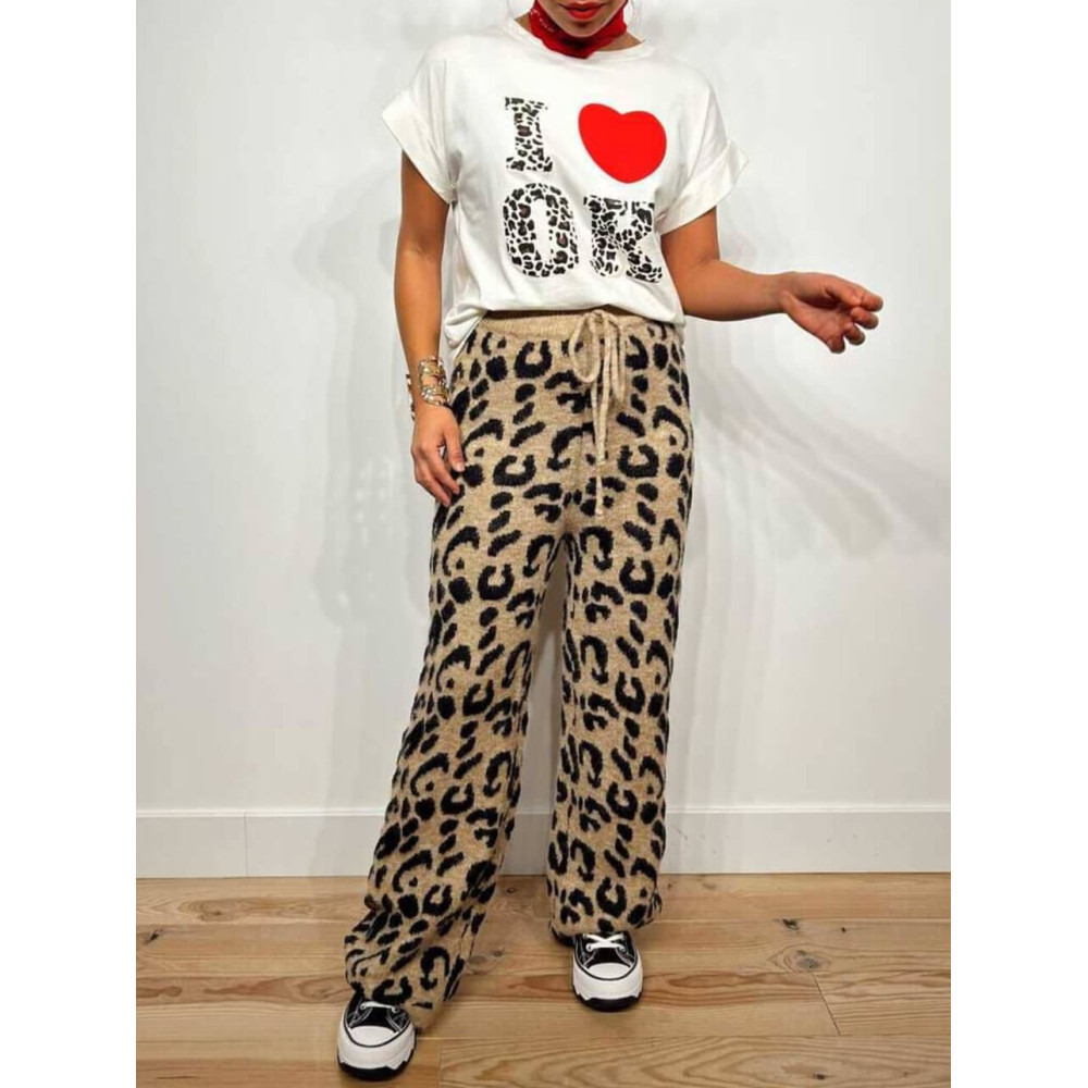 Pantalón Punto Print SERIZAWA Camel HEVE