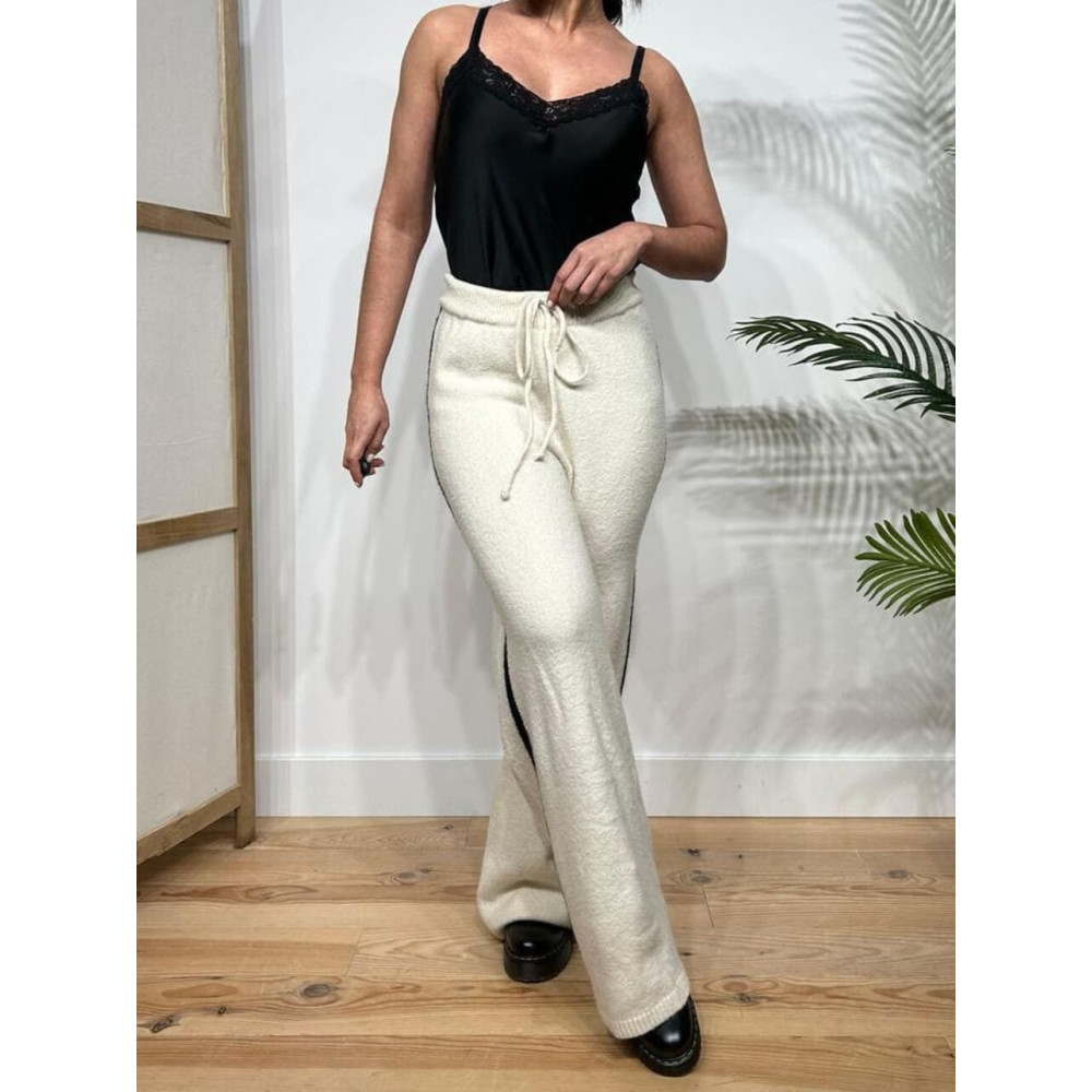 Pantalón Punto Franja Lateral WHORTLE Beige HEVE