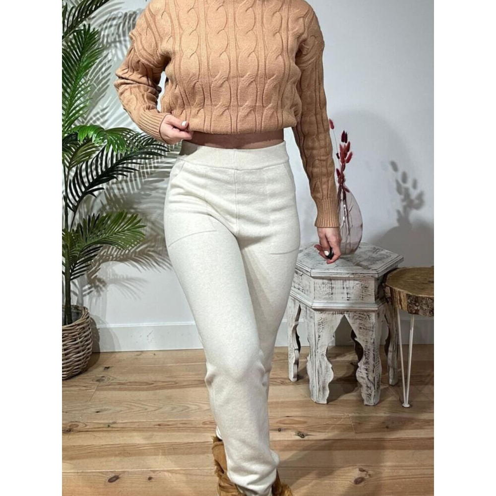 Pantalón Comfy Punto SQUEEZE Beige HEVE