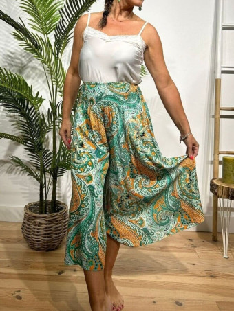 Pantalón Culotte Cachemires LAYLAH Verde HEVE