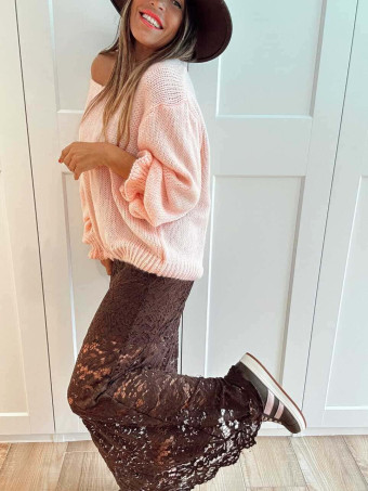 Falda Larga Encaje DAINTY Marrón HEVE