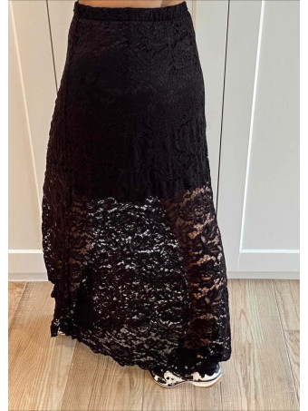 Falda Larga Encaje DAINTY Negro HEVE