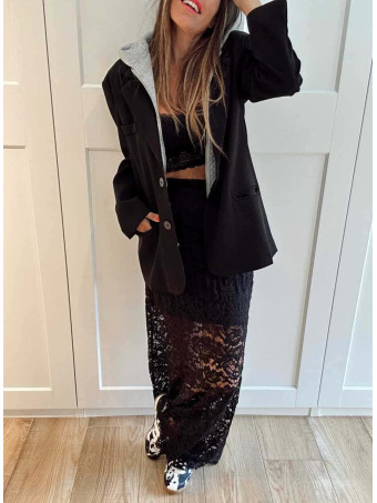 Falda Larga Encaje DAINTY Negro HEVE