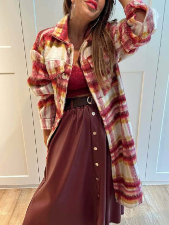 Sobrecamisa Larga Cuadros HARMATTAN Fucsia HEVE