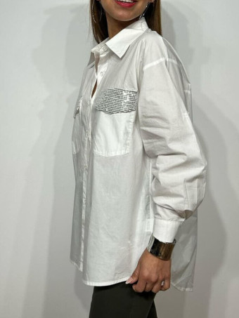 Camisa Oversize Lentejuelas STANLEY Blanco HEVE