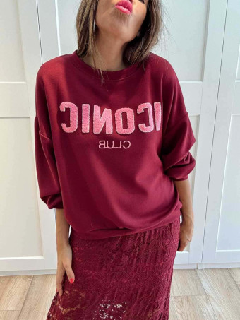 Sudadera Soft Touch ICONIC CLUB Burdeos HEVE