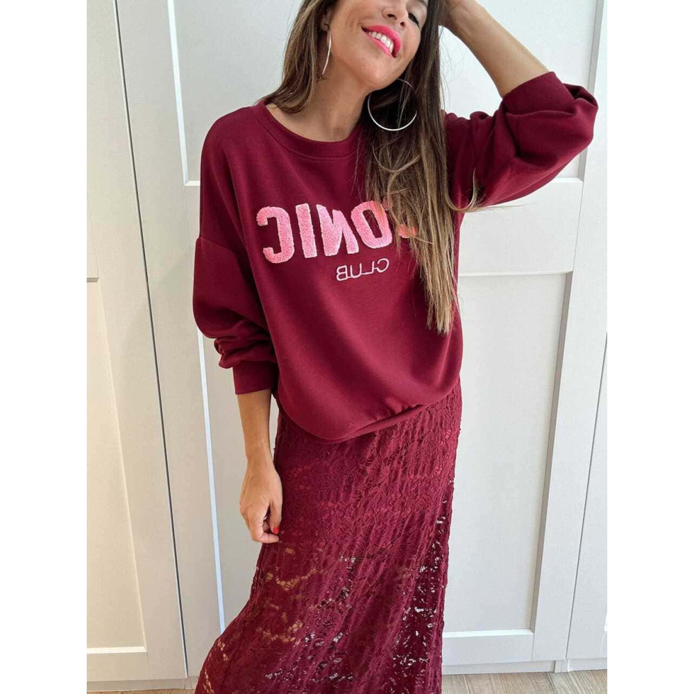 Sudadera Soft Touch ICONIC CLUB Burdeos HEVE Sudadera Soft Touch ICONIC CLUB Burdeos HEVE