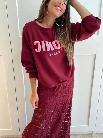 Sudadera Soft Touch ICONIC CLUB Burdeos HEVE