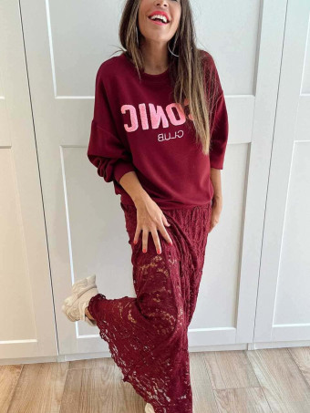 Sudadera Soft Touch ICONIC CLUB Burdeos HEVE