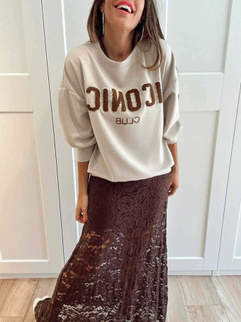 Sudadera Soft Touch ICONIC CLUB Beige HEVE