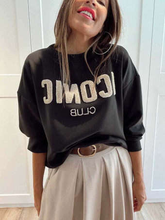 Sudadera Soft Touch ICONIC CLUB Negro HEVE