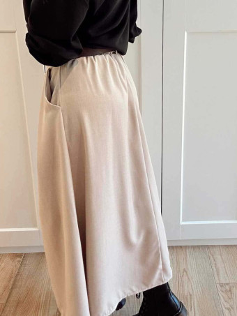 Falda Larga con Cinturón MIRENAI Beige HEVE