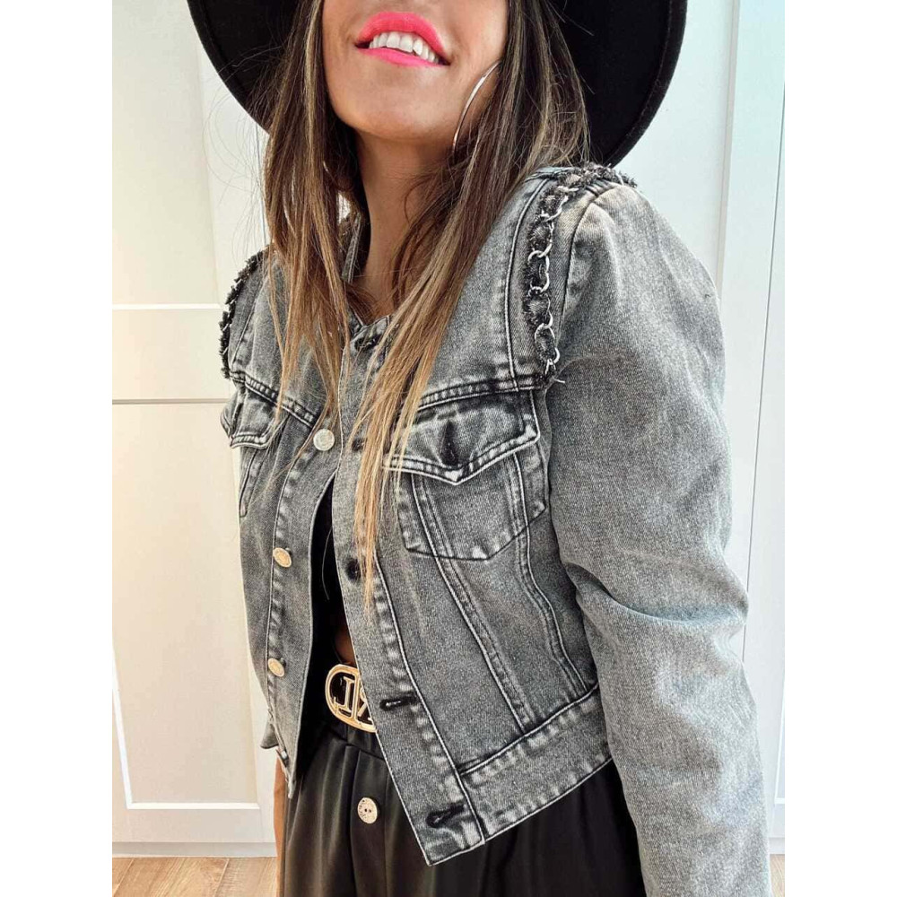 Chanelita Vaquera Cropped MYLENE Gris HEVE Chanelita Vaquera Cropped MYLENE Gris HEVE
