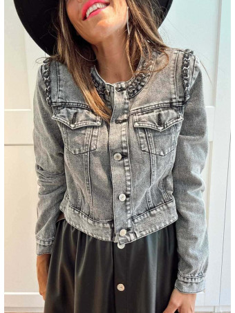 Chanelita Vaquera Cropped MYLENE Gris HEVE