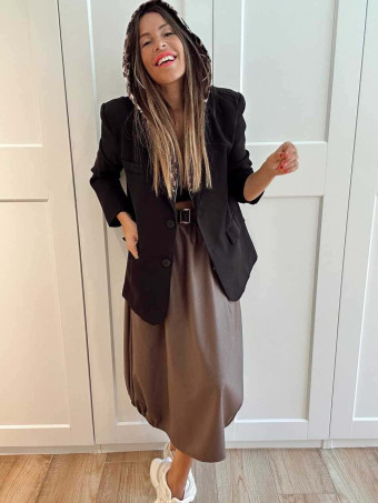 Blazer con Capucha KENZARI Negro/Print HEVE