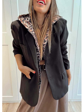 Blazer con Capucha KENZARI Negro/Print HEVE