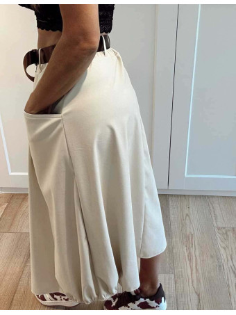 Falda Polipiel con Cinturón VELKARA Beige HEVE