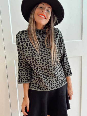 Punto Print Cuello Subido NAWILA Verde Militar HEVE
