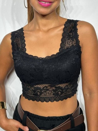 Top Encaje SARIEL Negro HEVE