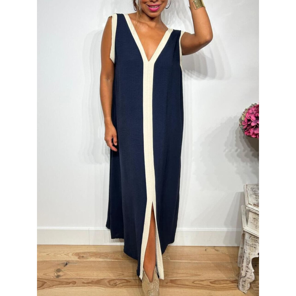 Vestido Ribetes a Contraste TANGLE Marino HEVE