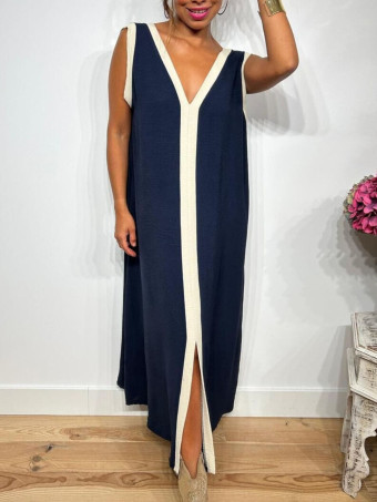 Vestido Ribetes a Contraste TANGLE Marino HEVE