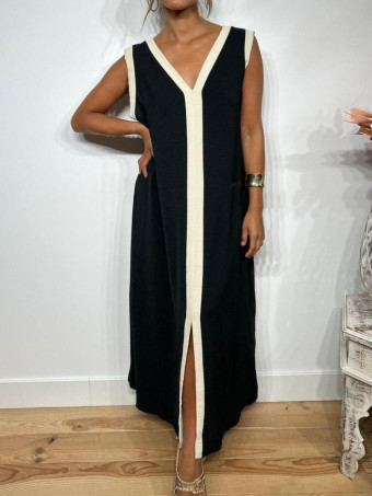 Vestido Ribetes a Contraste TANGLE Negro HEVE