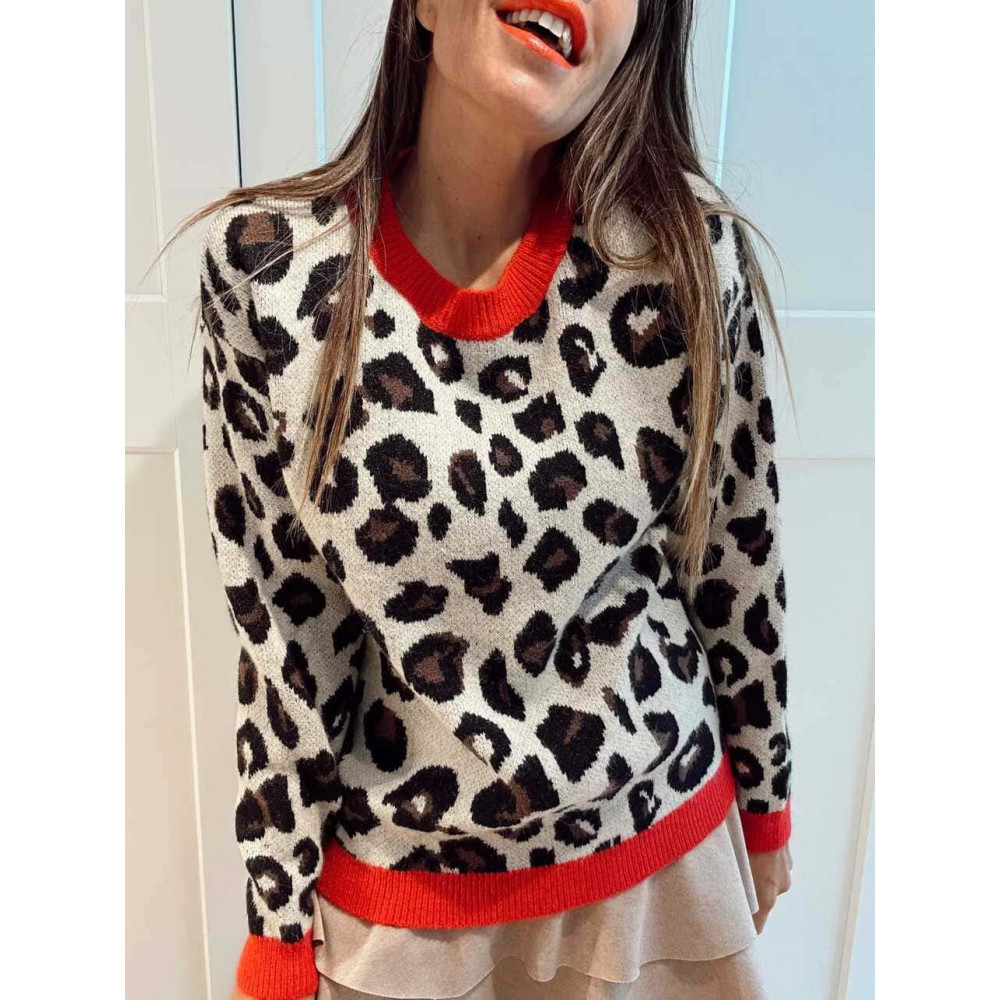 Punto Estampado Print LYNVARA Beige/Rojo HEVE Punto Estampado Print LYNVARA Beige/Rojo HEVE