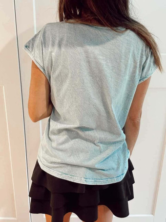 Camiseta Mensaje Lentejuelas LIFE IS BEAUTIFUL Azul HEVE