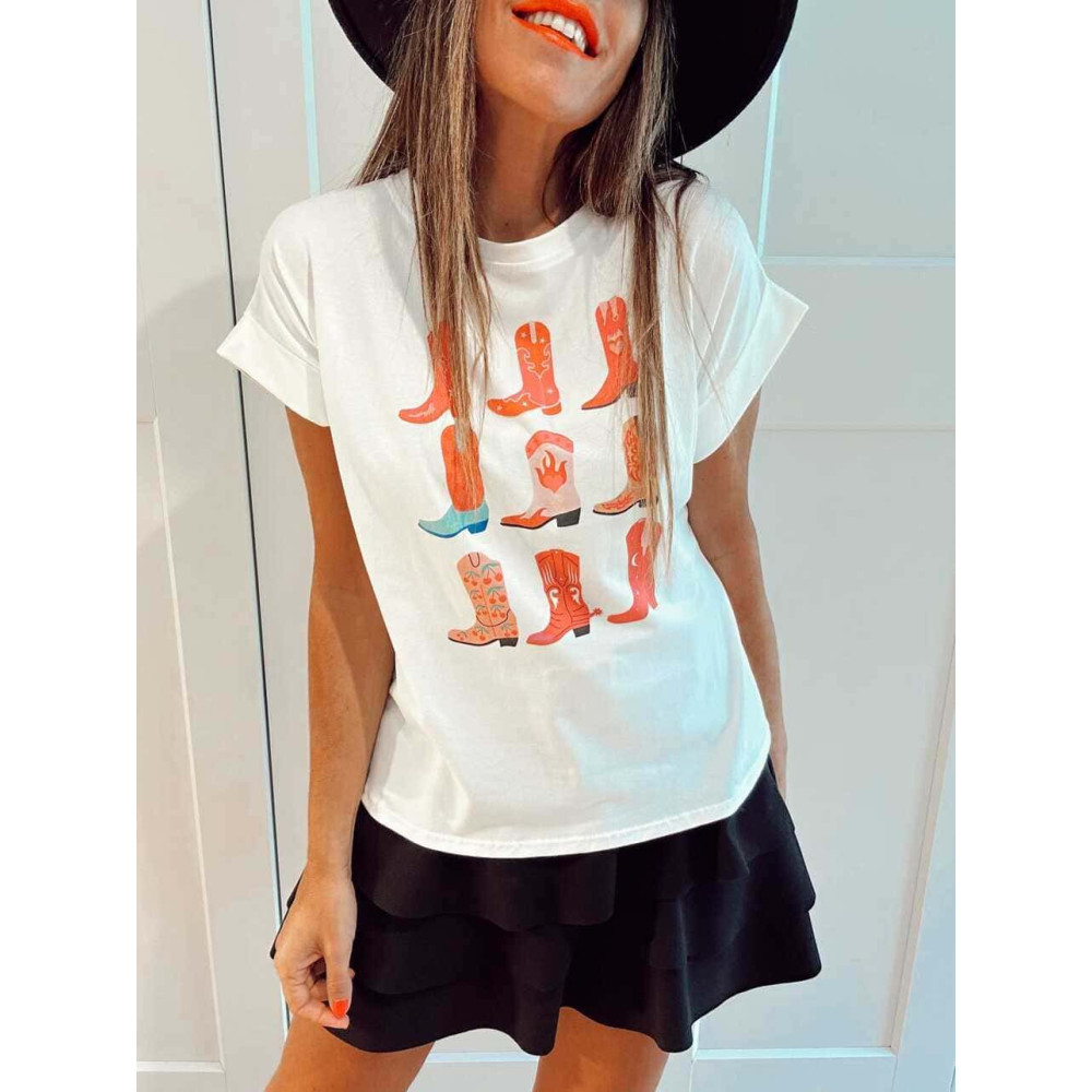 Camiseta Algodón OH MY BOOTS Blanco HEVE