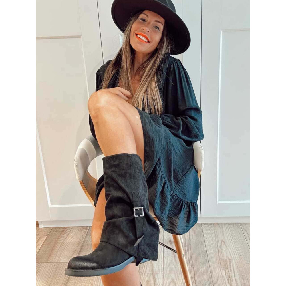 Bota Slouchy Efecto Ante JEYRA Negro HEVE