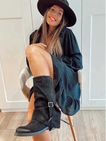 Bota Slouchy Efecto Ante JEYRA Negro HEVE