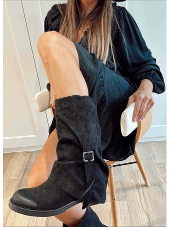 Bota Slouchy Efecto Ante JEYRA Negro HEVE