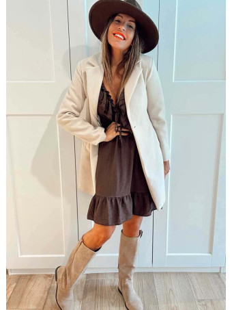 Vestido Corto Volantes RUVYRA Marrón HEVE