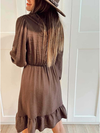 Vestido Corto Volantes RUVYRA Marrón HEVE