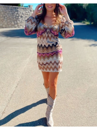 Vestido Lurex Cut Out YANEVA Camel Heve