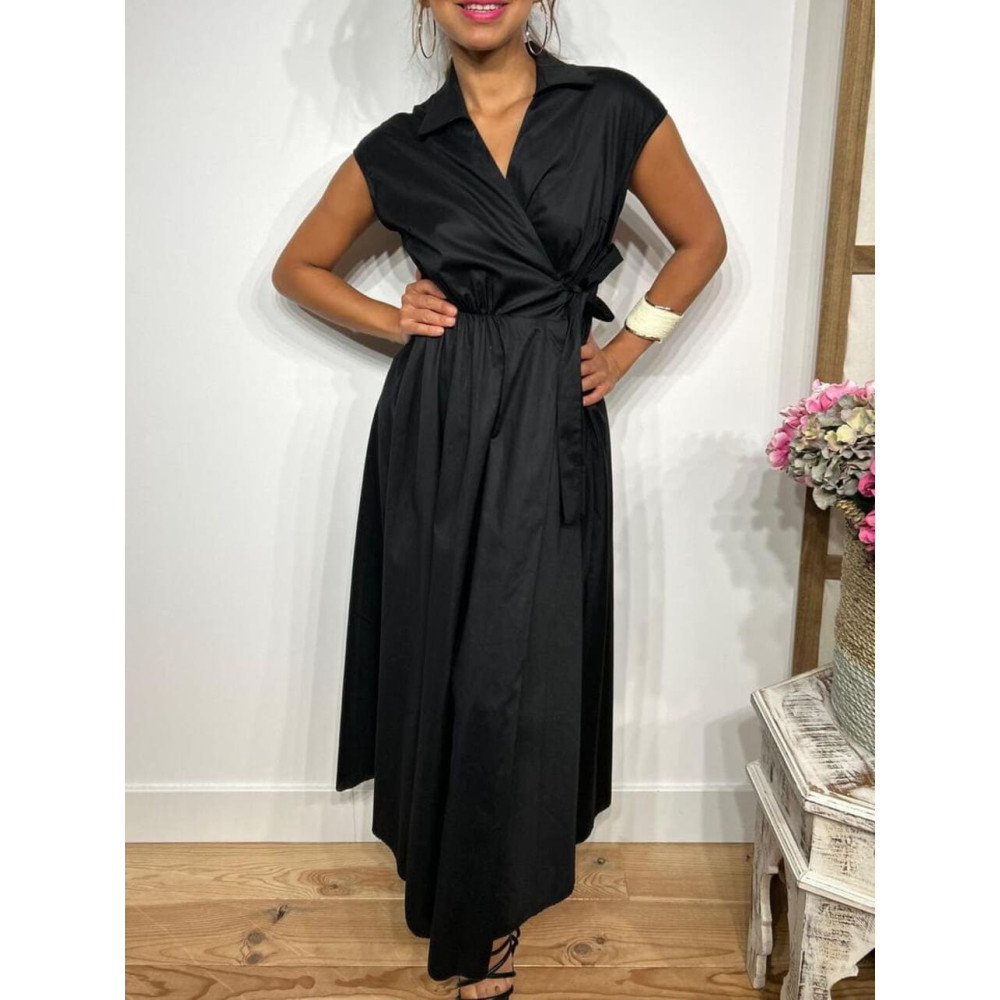 Vestido Popelín Cruzado VINTESSA Negro HEVE