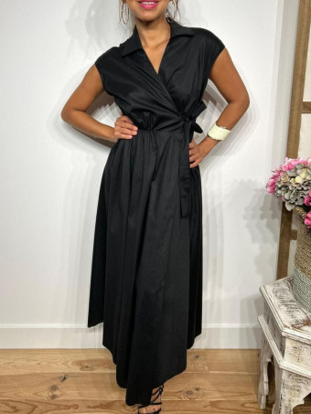 Vestido Popelín Cruzado VINTESSA Negro HEVE