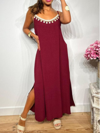 Vestido Largo Charms AZUKA Burdeos HEVE