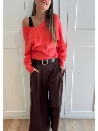 Pantalón Palazzo Cinturón CHARMELLIE Marrón HEVE