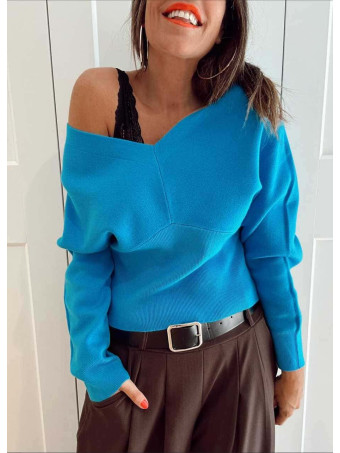 Punto Interlock Escote Pico TALVYN Azul Capri HEVE