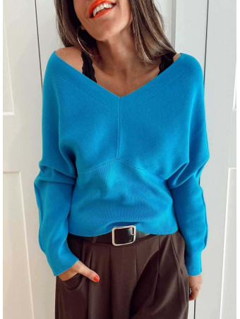 Punto Interlock Escote Pico TALVYN Azul Capri HEVE