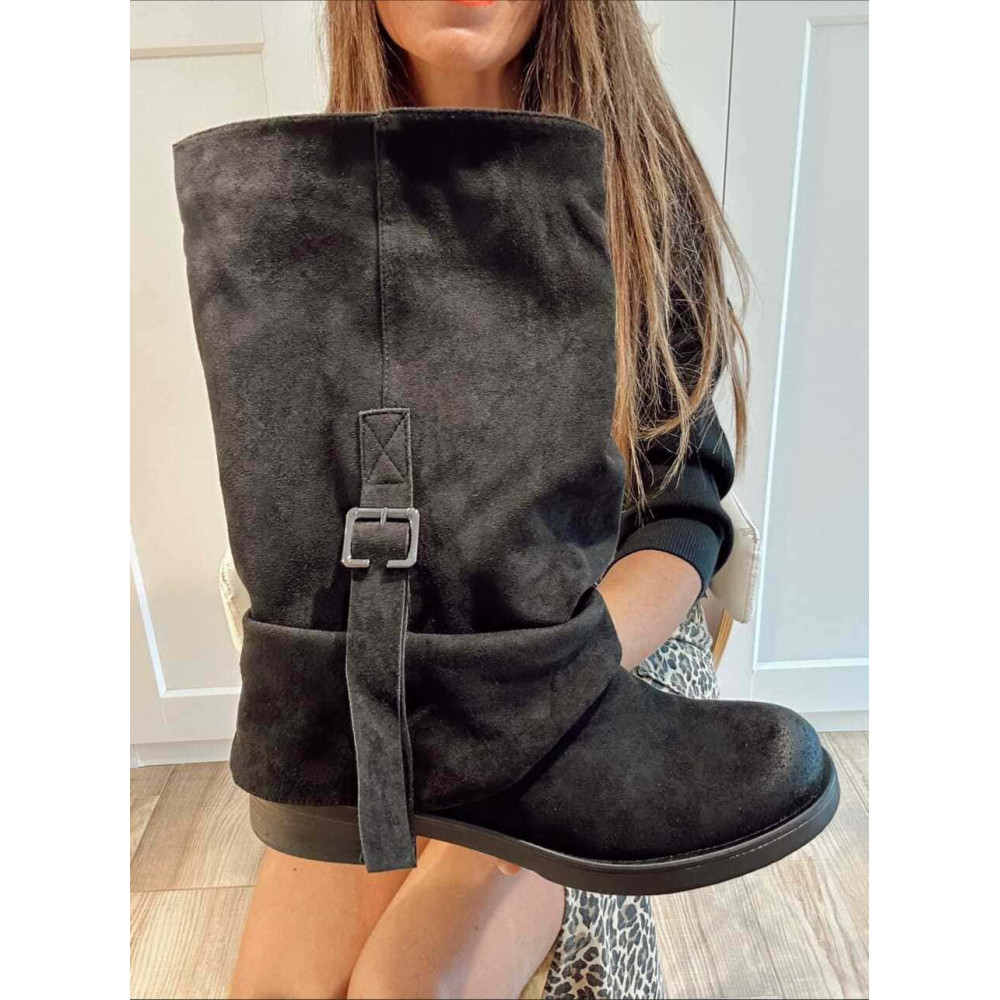 Bota Slouchy Efecto Ante JEYRA Negro HEVE