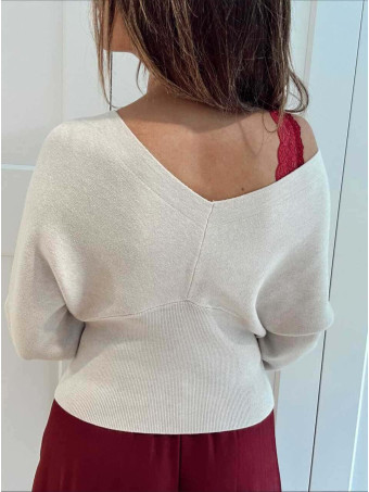 Punto Interlock Escote Pico TALVYN Beige HEVE