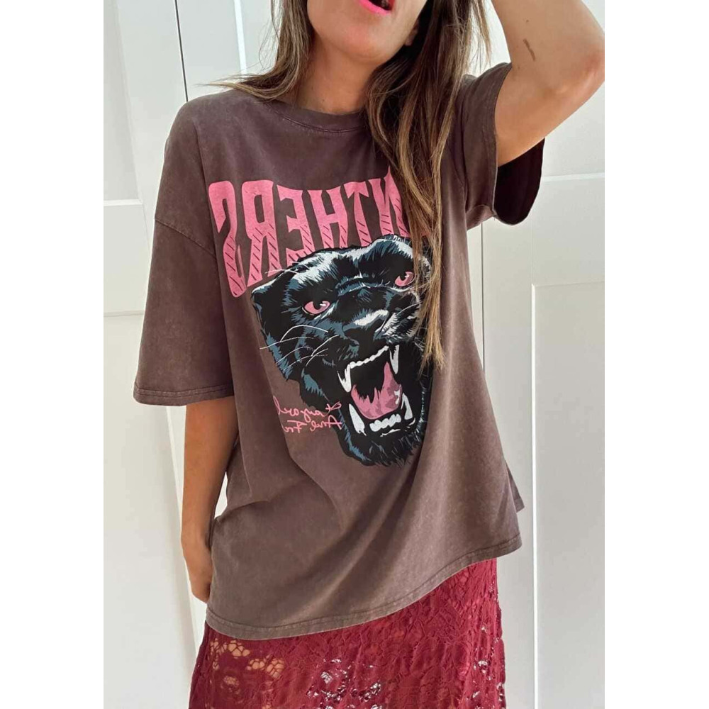 Camiseta Gráfica Oversize PANTHERS Marrón HEVE