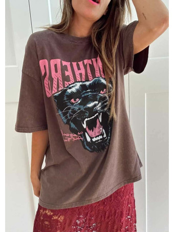 Camiseta Gráfica Oversize PANTHERS Marrón HEVE